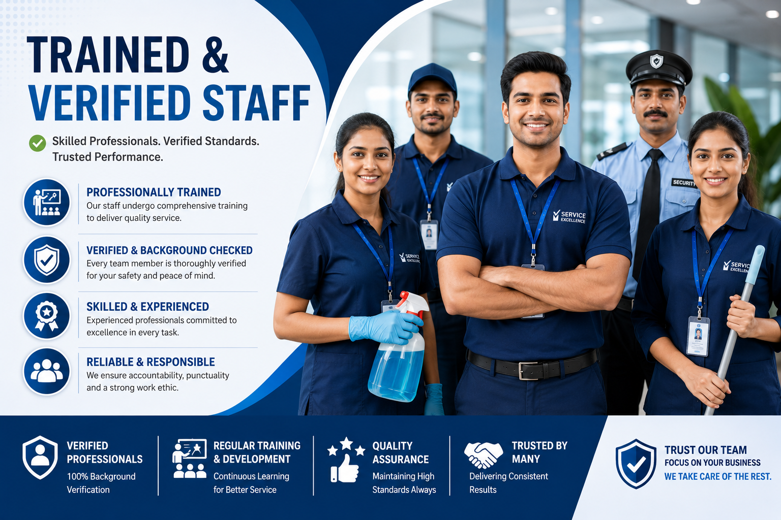 Professional facility cleaning team